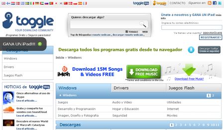 Toggle, Directorio de software para descargar