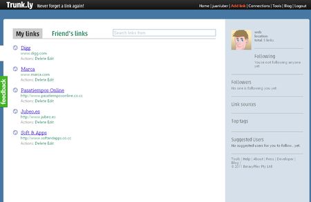 Trunk.ly, Excelente marcador social para almacenar tus favoritos