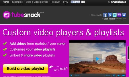 TubeSnack, Crea un reproductor y playlist de videos online y personalizado