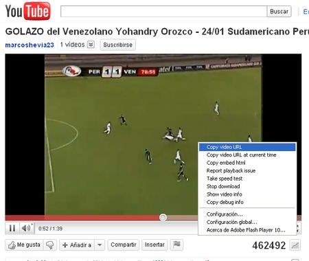 Nuevas opciones en el menu contextual de los videos de YouTube