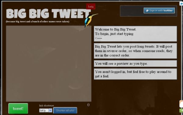 BigBigTweet, Enviar tweets de más de 140 caracteres