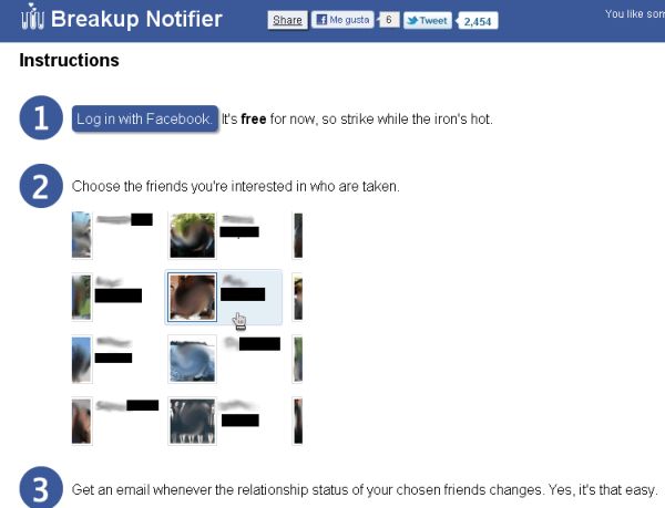 Breakup Notifier, Informate cuando un amigo de Facebook cambia su situación sentimental