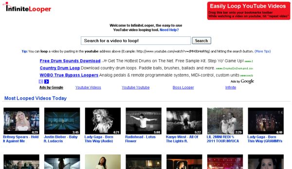InfiniteLooper, Reproduce un vídeo de YouTube continuamente