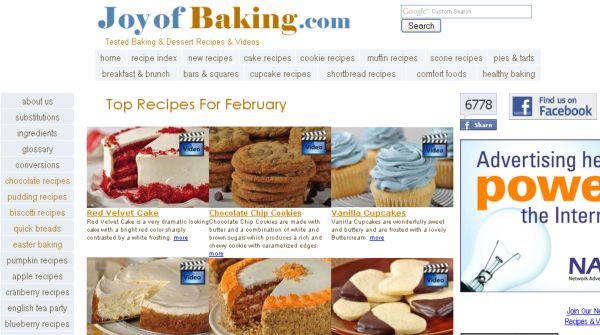 Joyofbaking, Completo recetario para dulces y pasteles