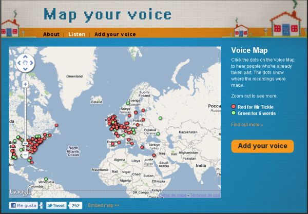 Map your voice, Pronunciaciones en inglés de diferentes partes del mundo