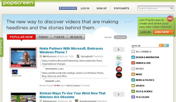PopScreen, Descubre vídeos que pronto serán populares