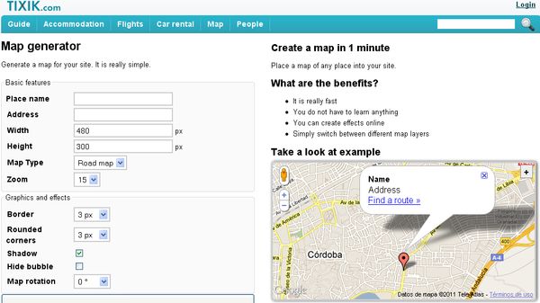 Tixik, Generador de mapas para incluir en tu web