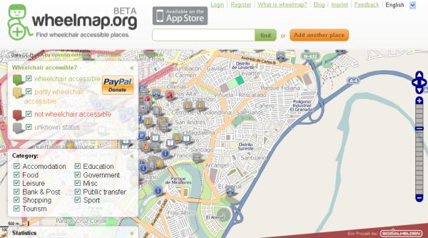 Wheelmap, Lugares adaptados a personas en silla de ruedas localizados en el mapa