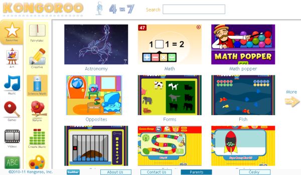 Kongoroo, Juegos online y recursos educativos para niños