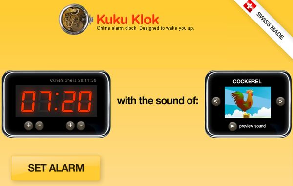 Kuku Klok, Sencillo despertador online con varios sonidos