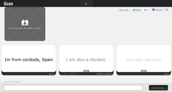 Lissn, Chat de texto estilo Chatroulette