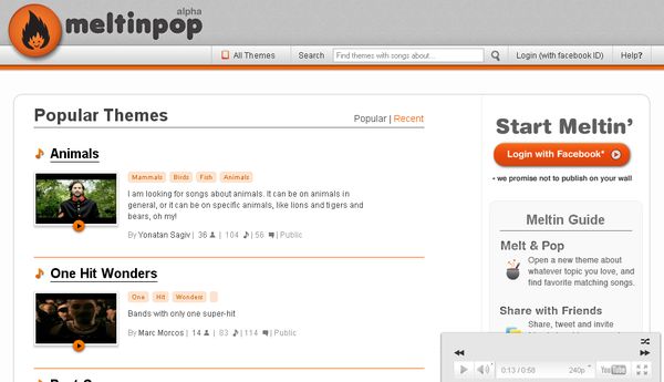 Meltinpop, Crea y comparte listas musicales basadas en YouTube