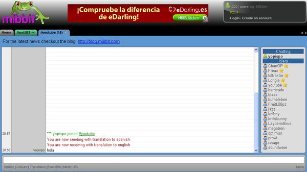Mibbit, Cliente online para chatear en IRC