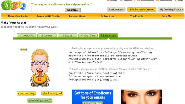 Osoq, Crea online divertidos avatares animados