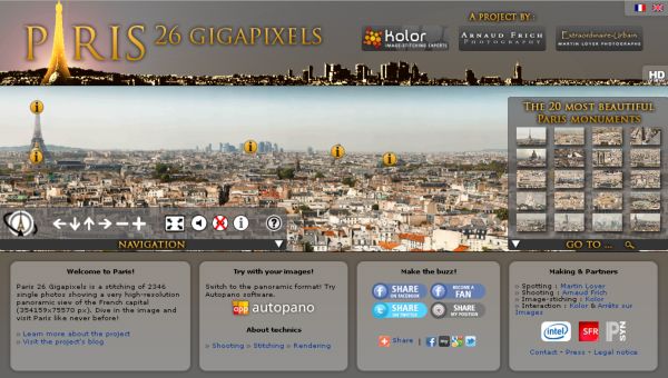 París 26 Gigapixels, Visita virtual a la capital francesa desde una imagen panorámica
