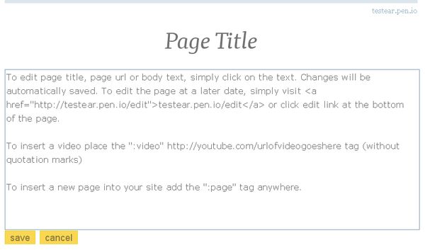 Pen.io, Crea sencillas paginas de texto y compartelas