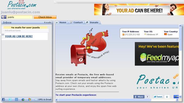 Postacin, Otro correo desechable para evitar el spam