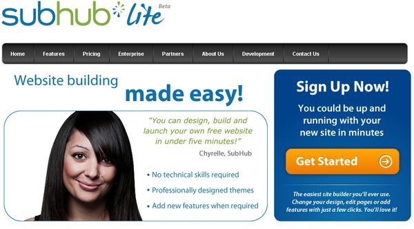 SubHub Lite, Creación de sitios web profesionales online y gratis