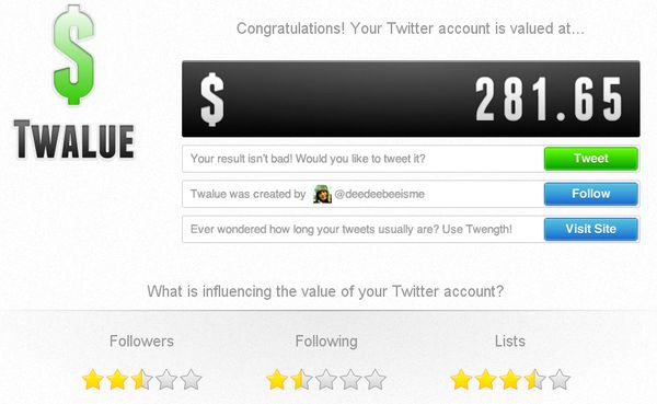 Twalue, calcula cuanto vale tu cuenta de Twitter
