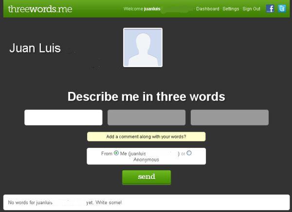 ThreeWords.me, describeme en tres palabras