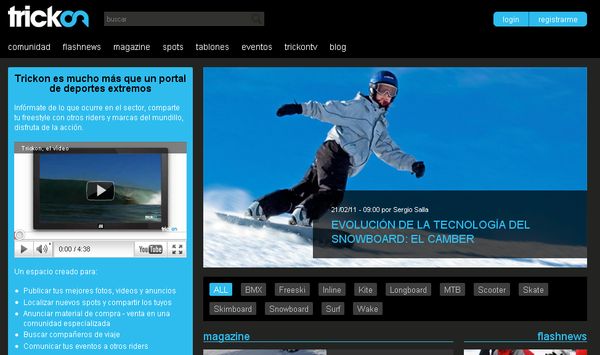 Trickon, híbrido entre portal y red social para aficionados a deportes extremos