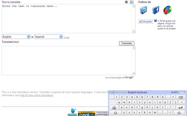 Free Online Translation, Herramienta web para traducir textos