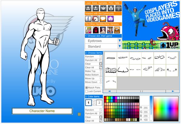 Hero Machine, Crea un superhéroe para usarlo de avatar