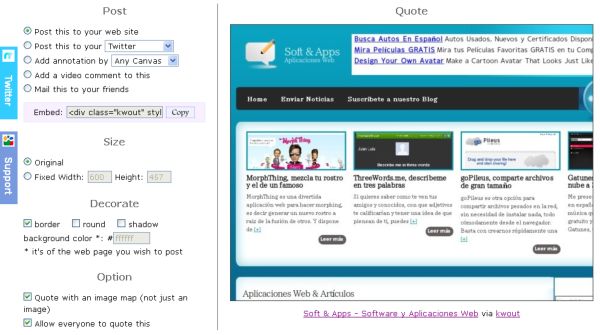 kwout, una gran opción online para realizar screenshots