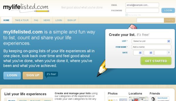 MyLifeListed, lista tus experiencias personales para recordar y compartir