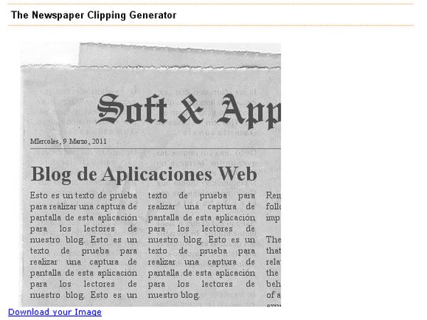 NewspaperClippingGenerator, crea la portada de un periódico con tus textos