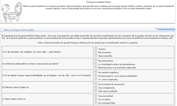 Sencillo test de personalidad online