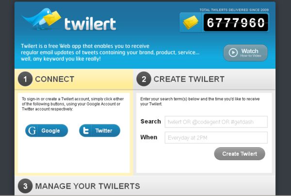 Twilert, alertas de Twitter vía email