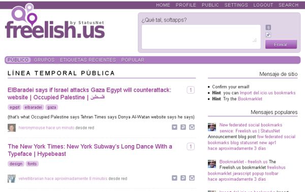 Freelish, mezcla de marcador social y microbloging