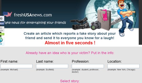 FreshUSAnews, crea noticias falsas para bromear con los amigos