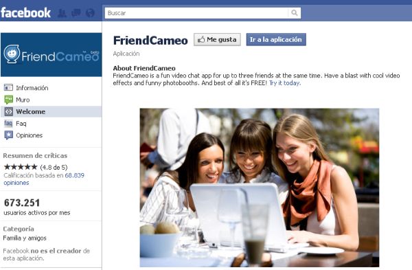 FriendCameo, aplicación para videochat en Facebook