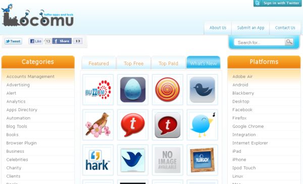 Locomu, directorio de aplicaciones y herramientas para Twitter