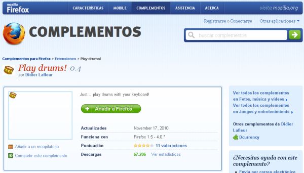 Play drums, toca la batería desde Firefox