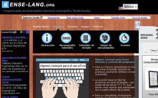 Sense-Lang, curso online y gratuito de mecanografía