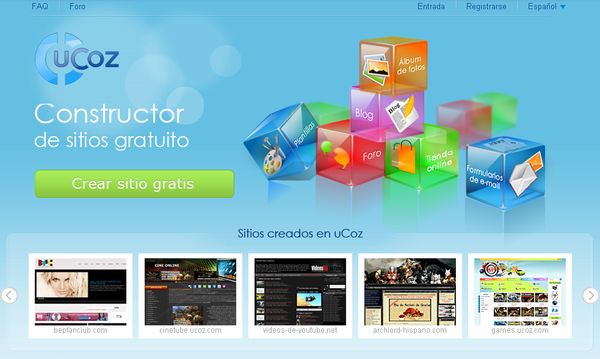 uCoz, crea excelentes sitios web totalmente gratis