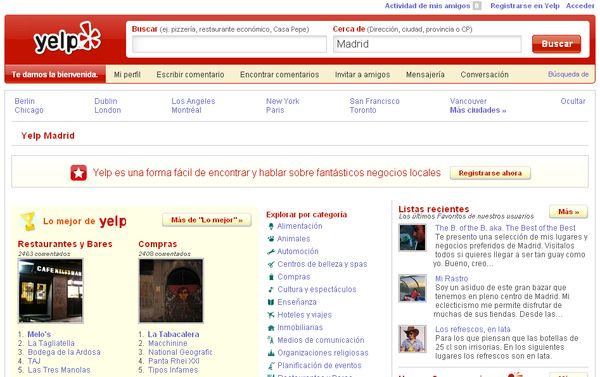 Yelp, red social para descubrir negocios locales
