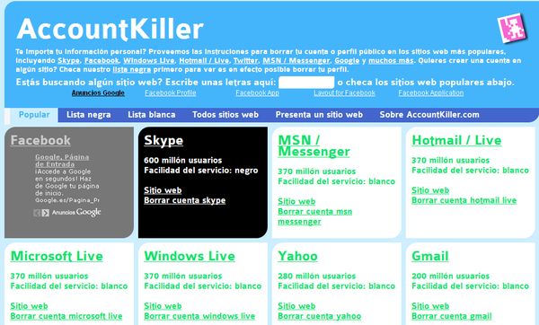 AccountKiller, cómo eliminar cuentas en distintas redes sociales