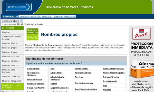 Diccionario de nombres para conocer su significado