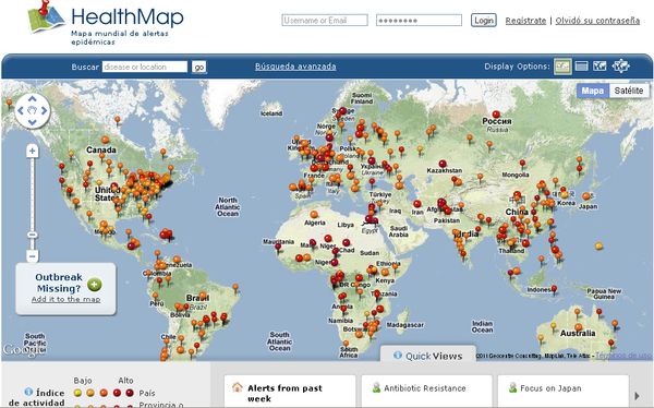 HealthMap, un mapa mundial de alertas epidémicas