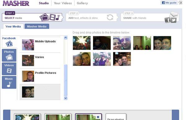 Masher Video, Crea vídeos con tus fotos de Facebook
