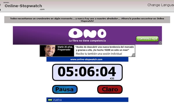 Online-Stopwatch, cronómetro online con cuenta progresiva o regresiva