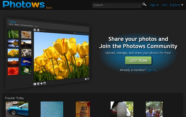 Photows: aloja, organiza y comparte tus fotografías