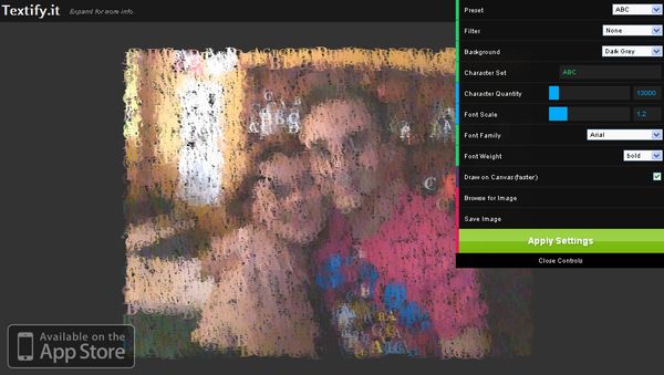 Textify, convierte una imagen en un mosaico formado por distintos elementos