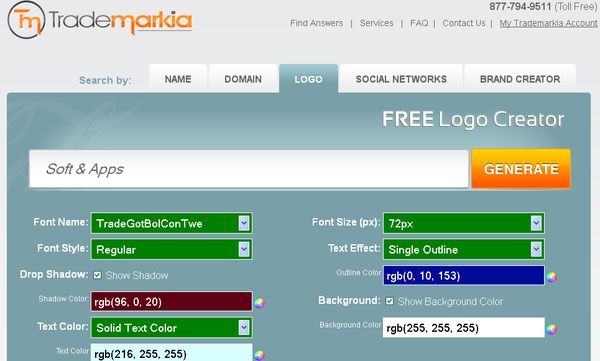 TradeMarkia, crea sencillos logos gratis y online