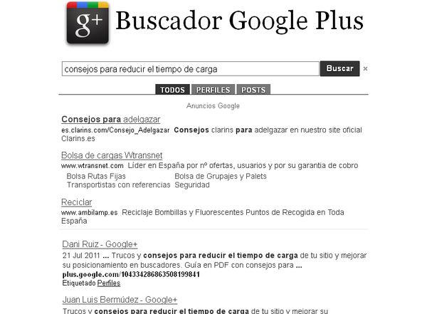 Buscador Google Plus, buscador de contenidos en publicaciones de Google+