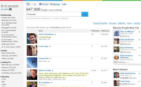 Find People on Plus, el directorio de usuarios de Google+